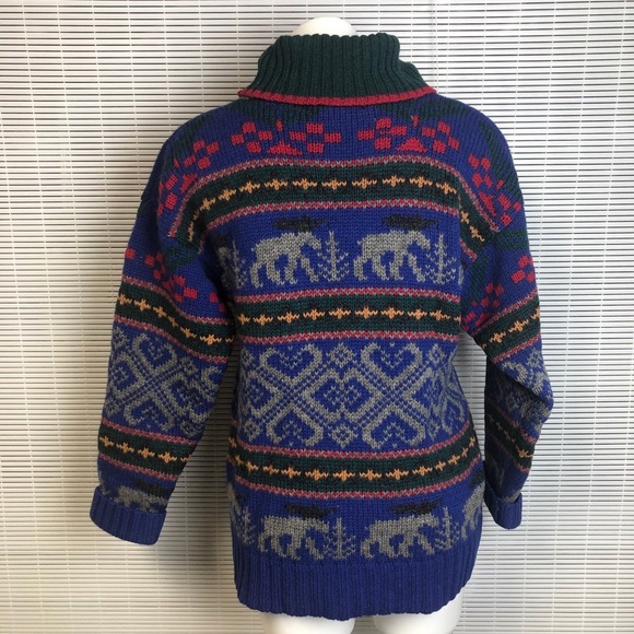Eddie Bauer Moose Turtleneck Knit Wool Sweater - Picture 1 of 9